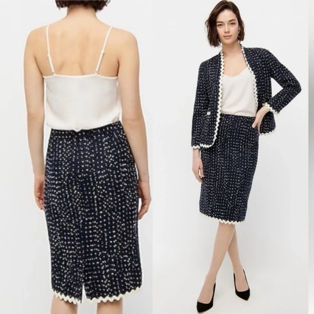 J CREW No. 2 Pencil Skirt in Navy Spotted Tweed NWT Size 4